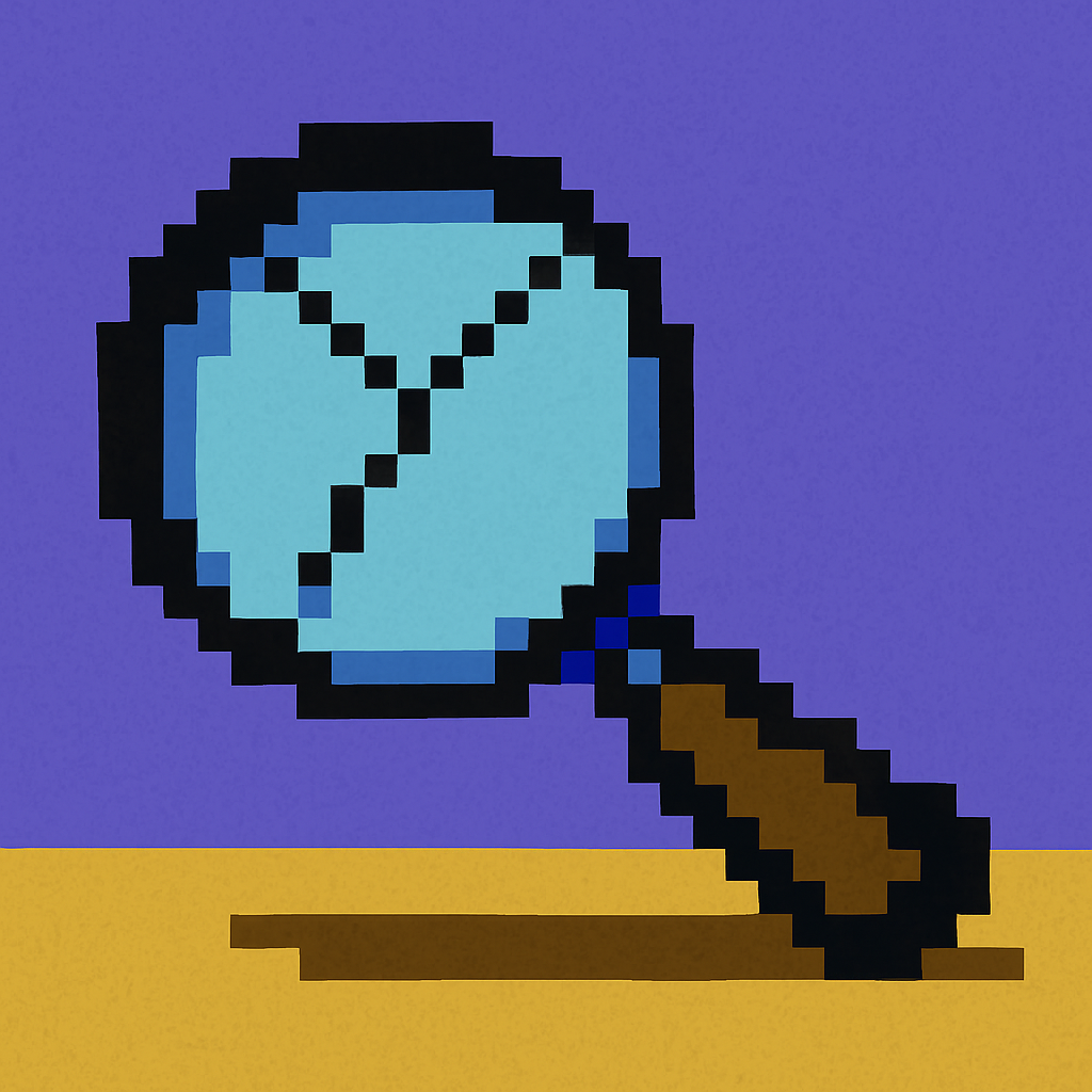 A magnifying glass lying face-up on a bare wooden table, its round lens cracked clean across the center.